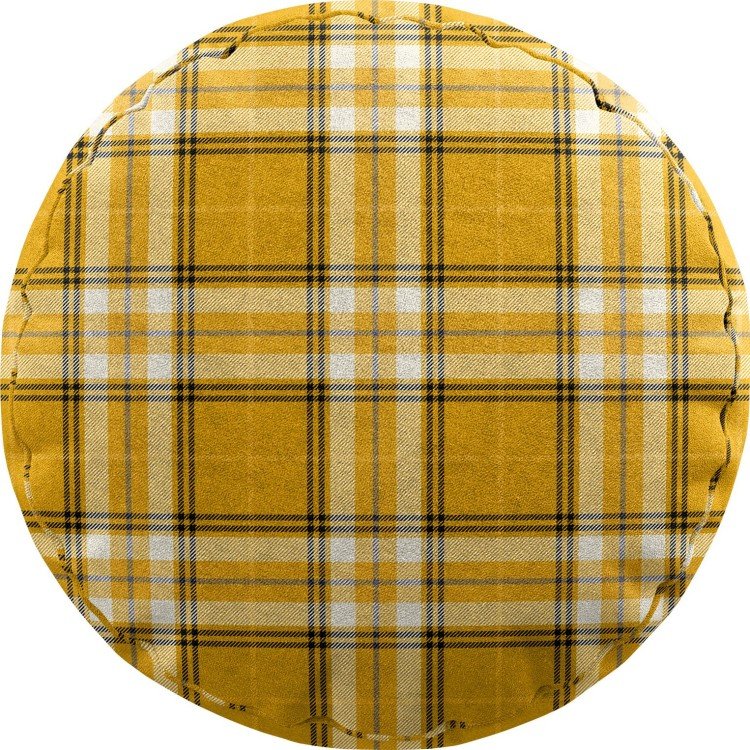 Подушка круглая Cortin «Желто-горчичная клетка»